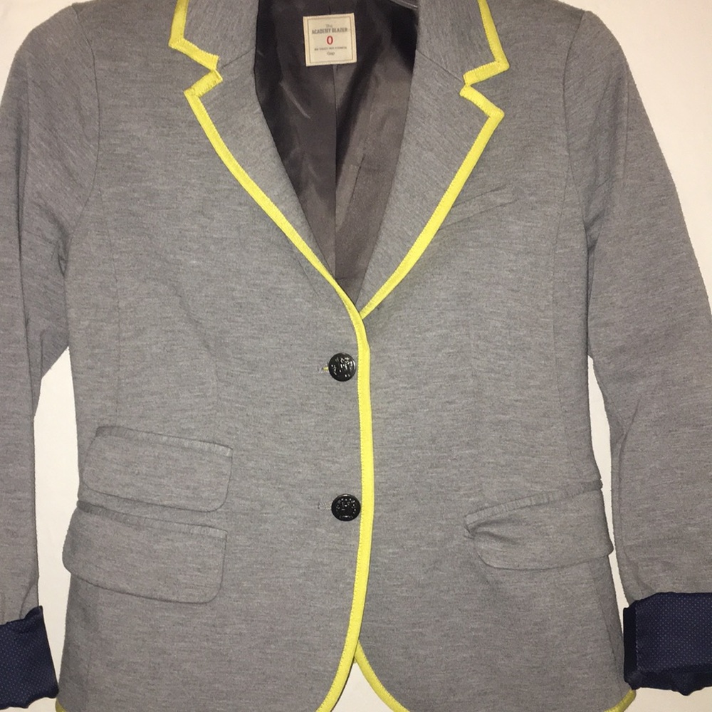 Adorable gray blazer with neon piping!!